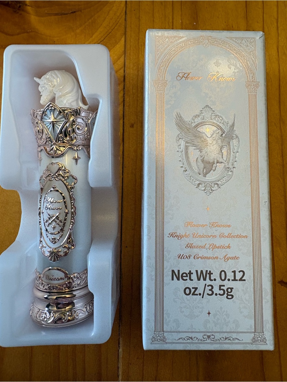Knight Unicorn Collection White & Rose Gold Decorative Lipstick Case - U08